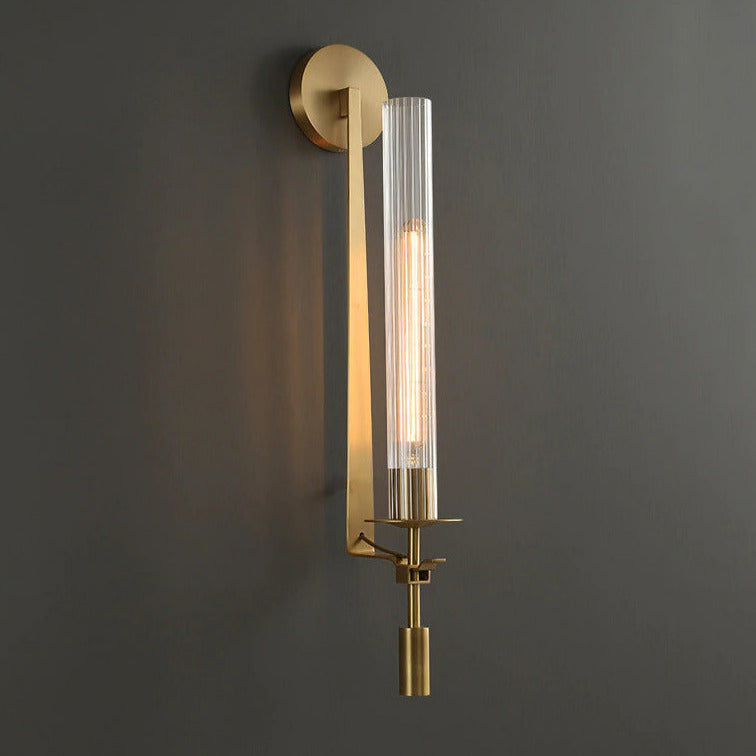 modern fluted glass wall sconce