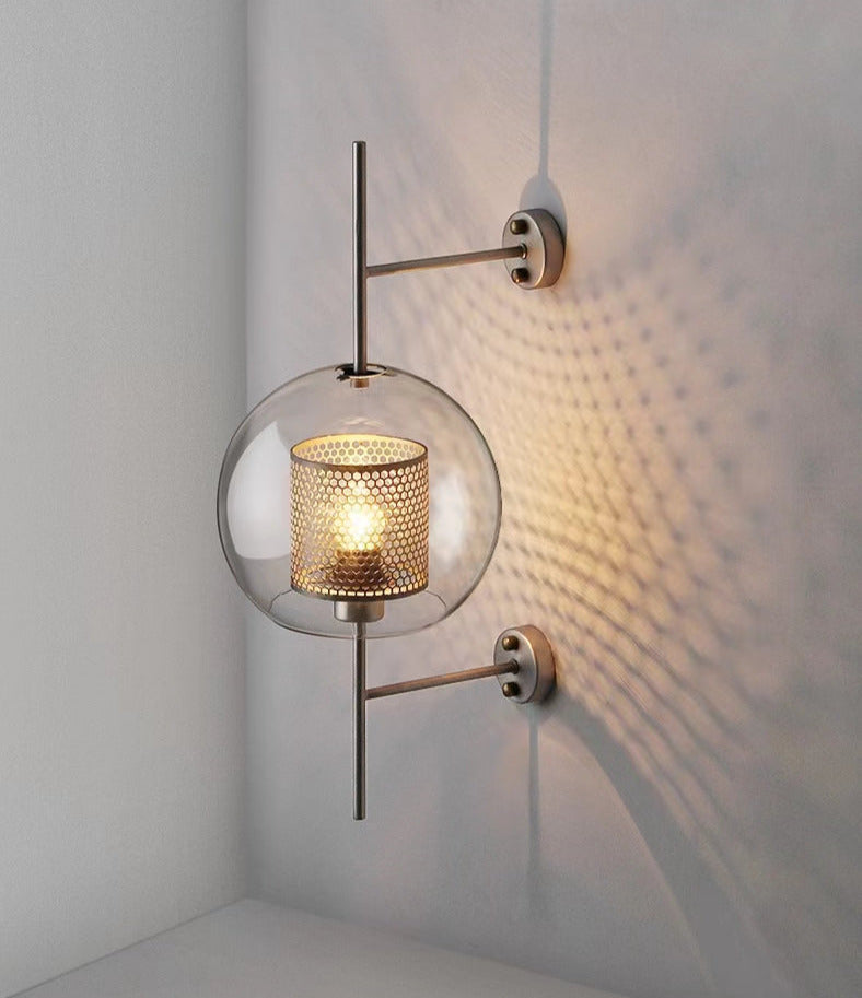 Adriel - Modern Honeycomb Brass & Glass Wall Sconce