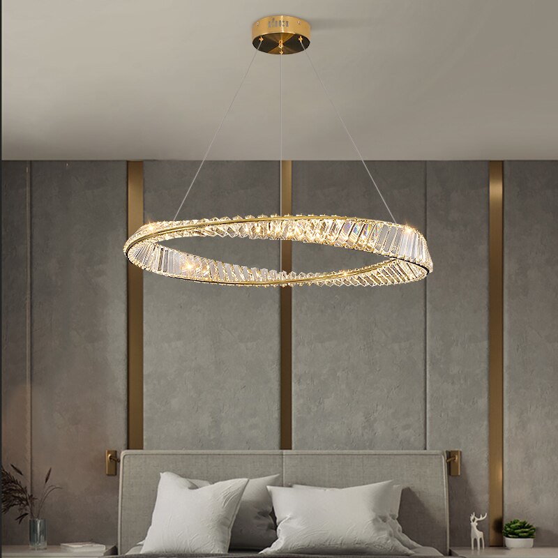 Lustre design en cristal de verre spiralé
