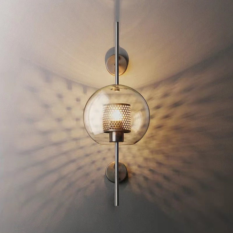 Adriel - Modern Honeycomb Brass & Glass Wall Sconce