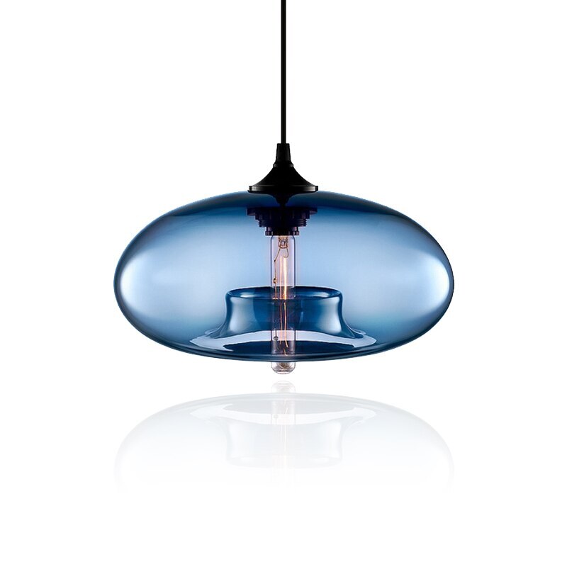 blue glass modern art deco pendant light