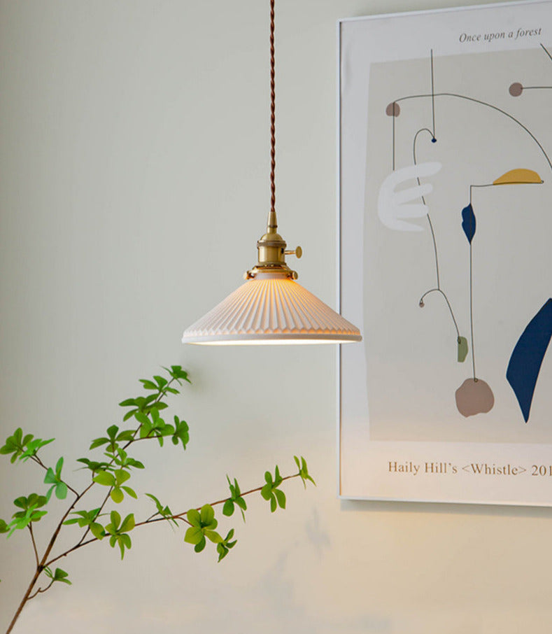 Retro white ceramic farmhouse pendant lights