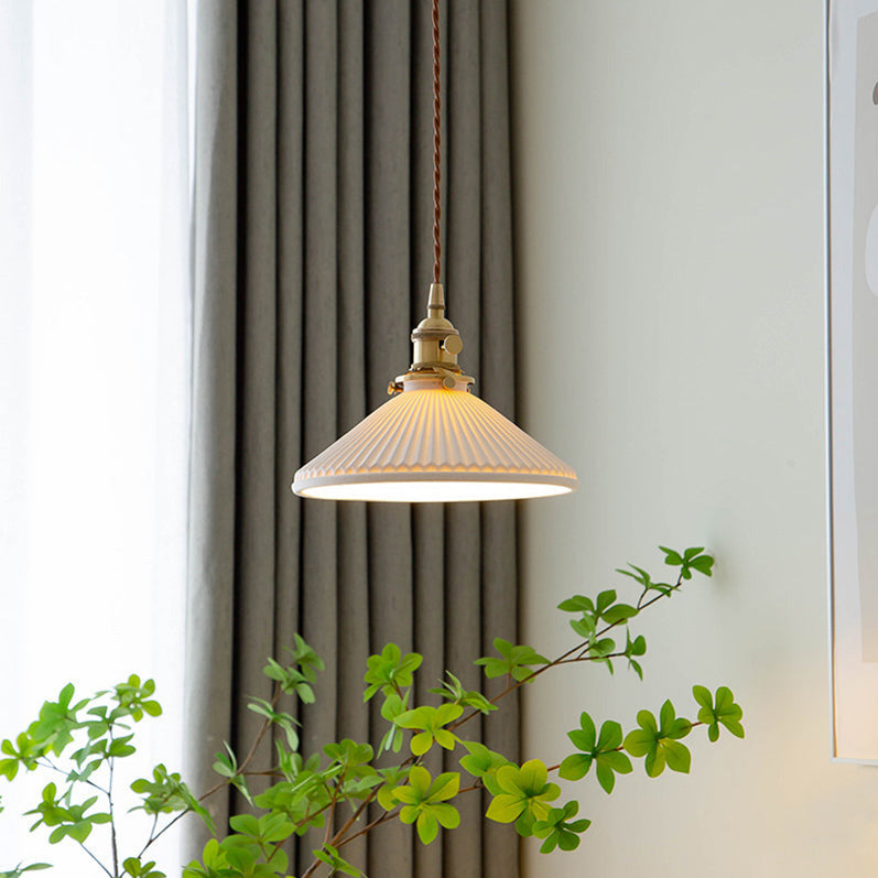 vintage brass and white ceramic pendant lights