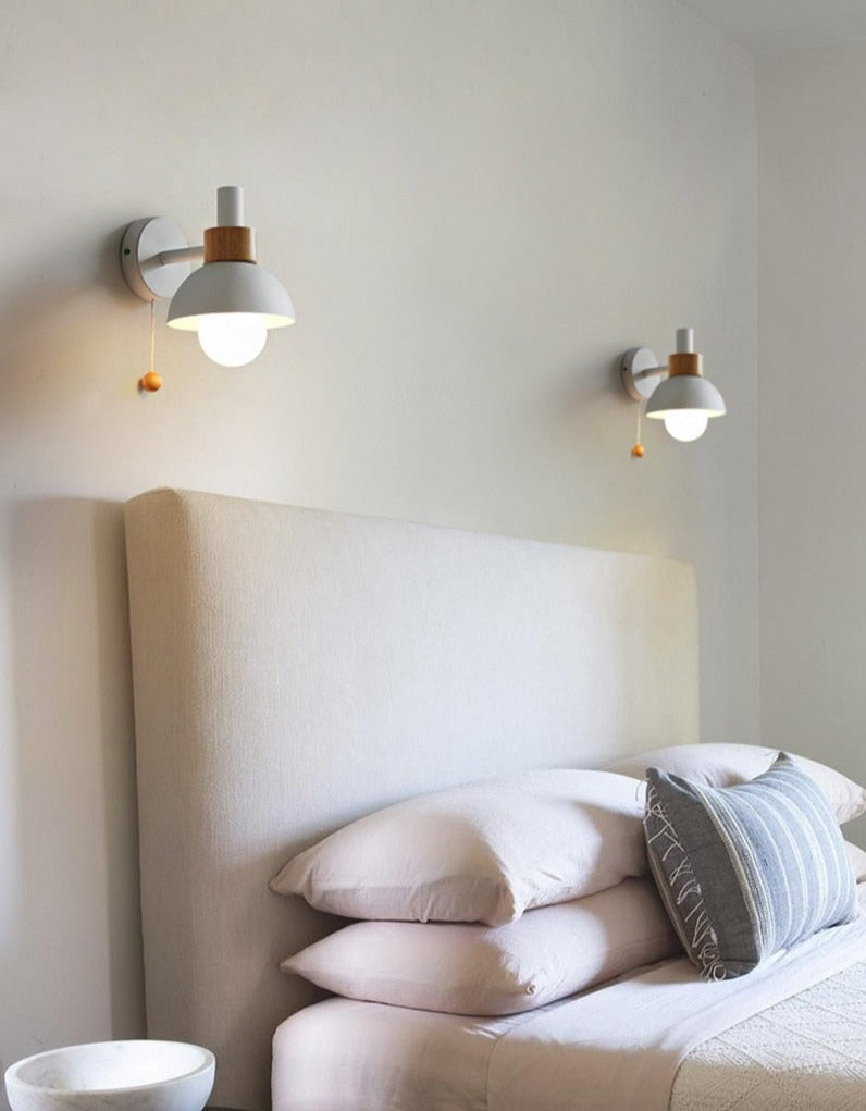 pastel white bedside wall sconces
