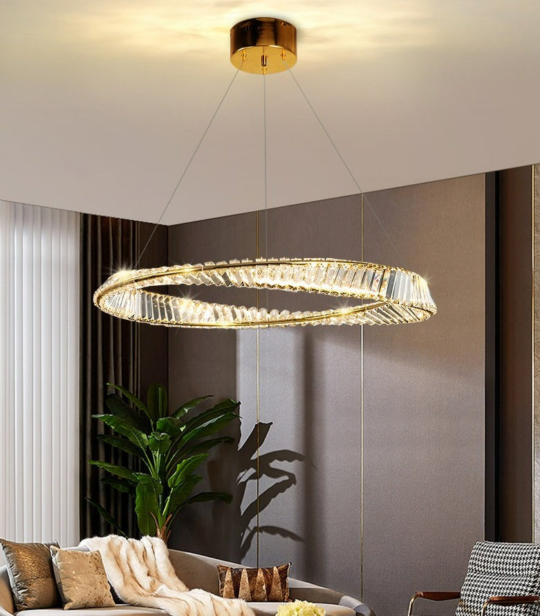 Lustre design en cristal de verre spiralé