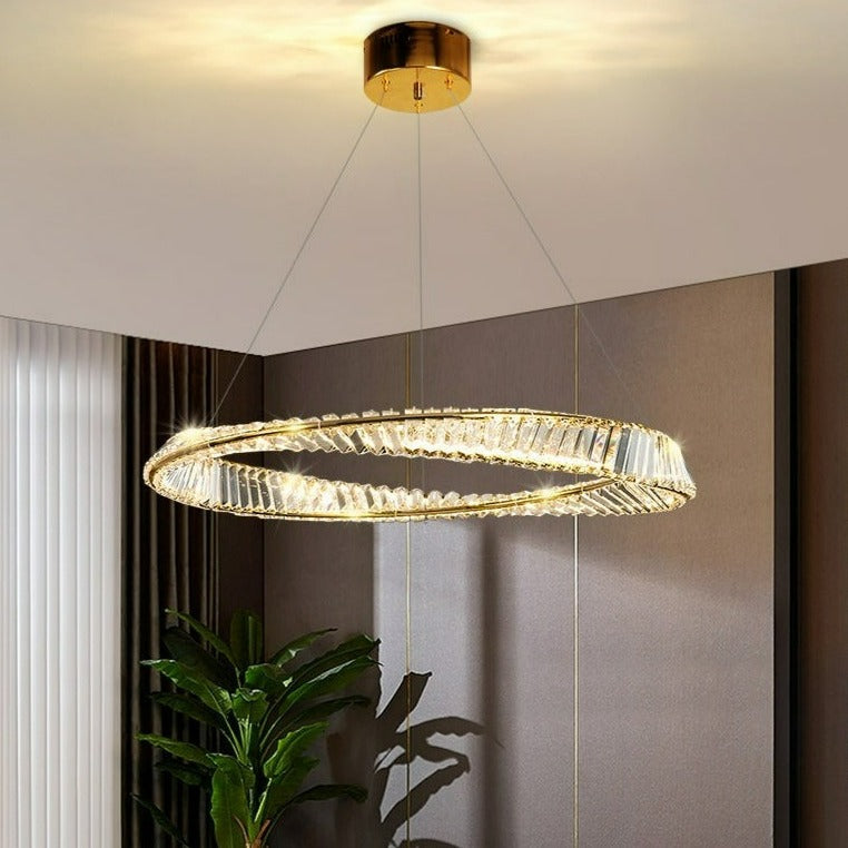 Spiral glass crytal ring chandelier