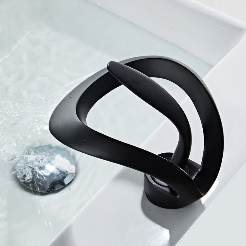 Matte Black dual channel single handle bathroom faucet