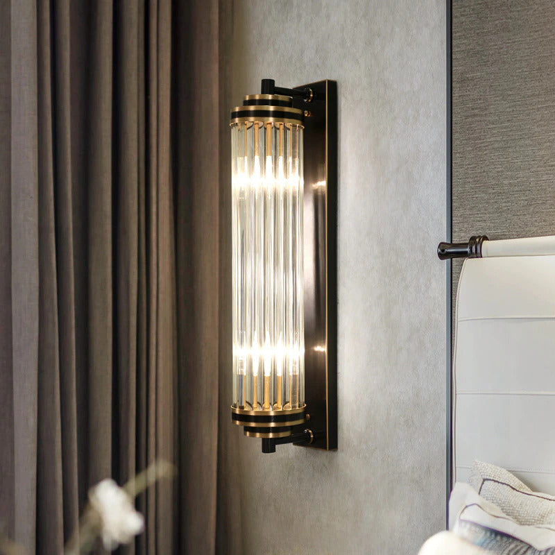 modern glass column wall sconce