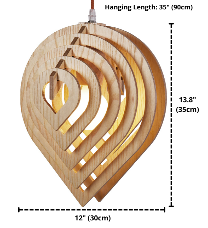 Modern wood pendant light dimensions