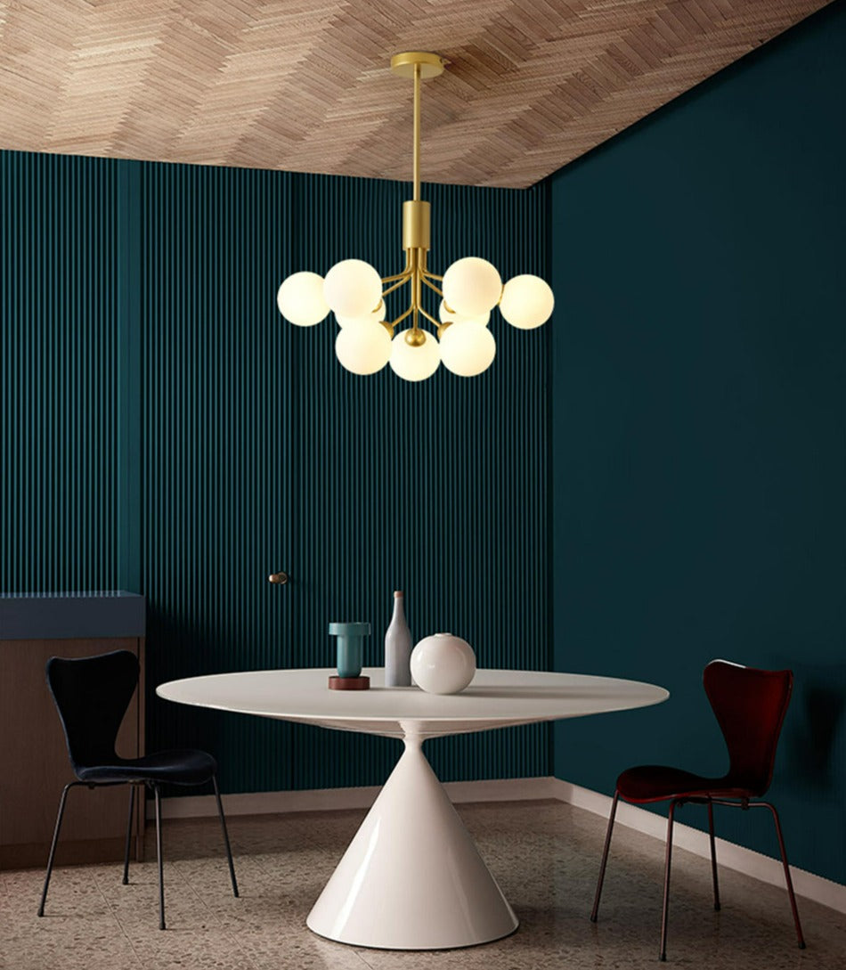 nine bulb frosted glass bulb chandelier