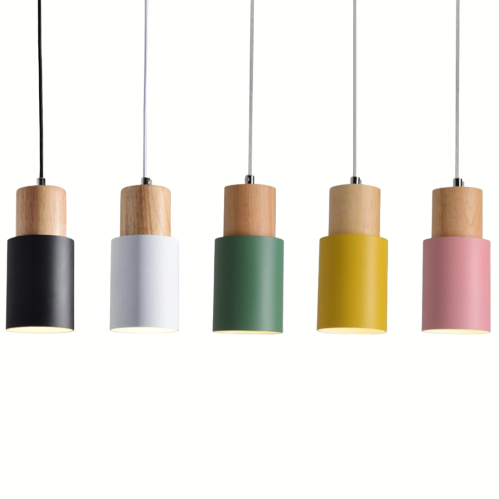 colorful Nordic style wood base pendant lights