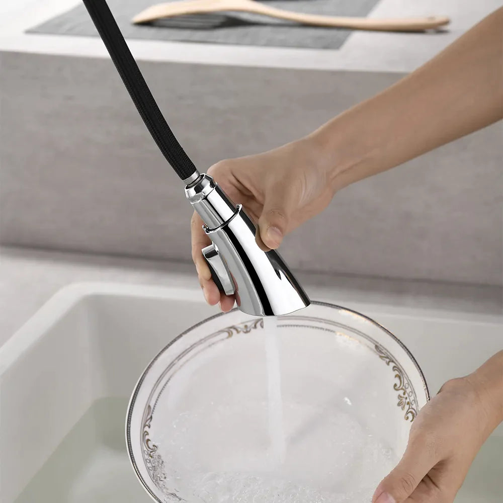Nate - Grifo de cocina curvo retráctil moderno