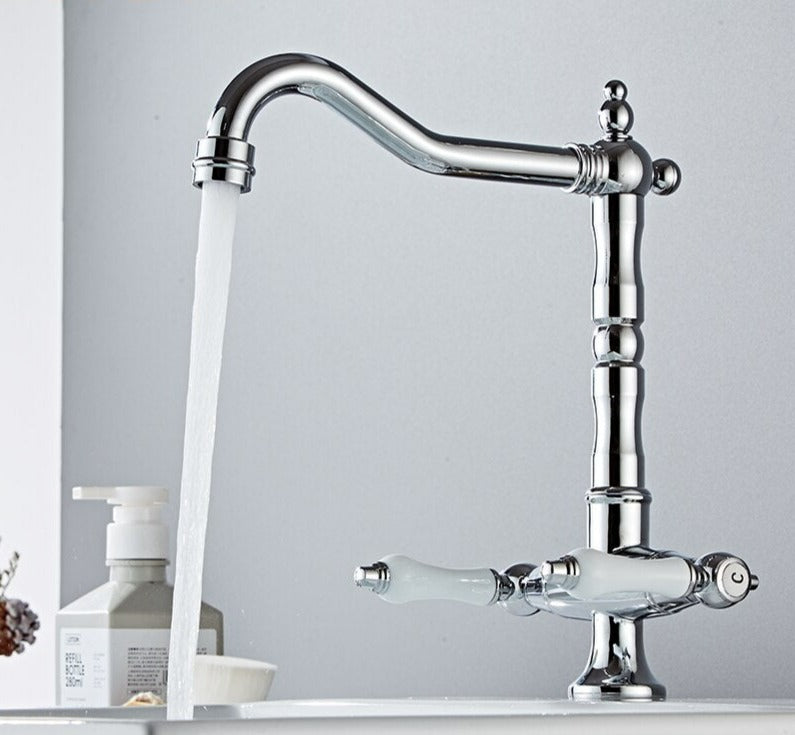 Two-Handle Rustic Brass Faucet