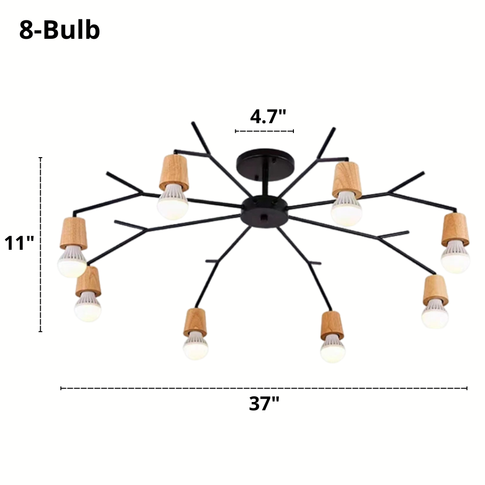Eight Bulb Forest Modern Nordic Ceiling Light Dimensions