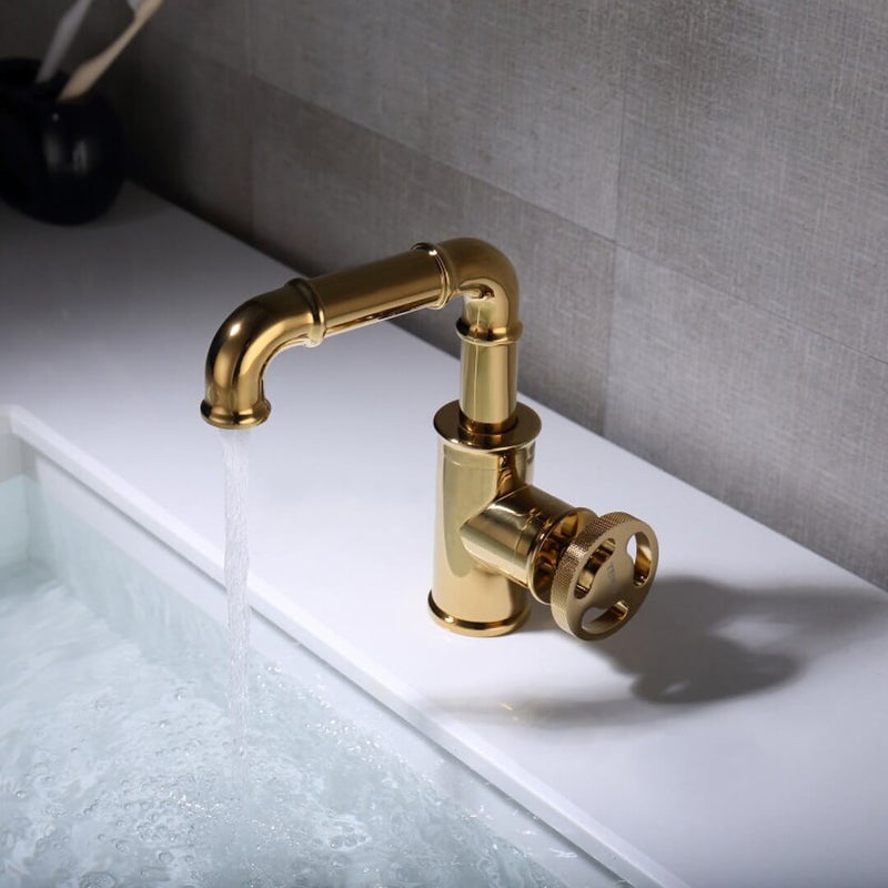Industrial gold Retro Brass Bathroom Faucet