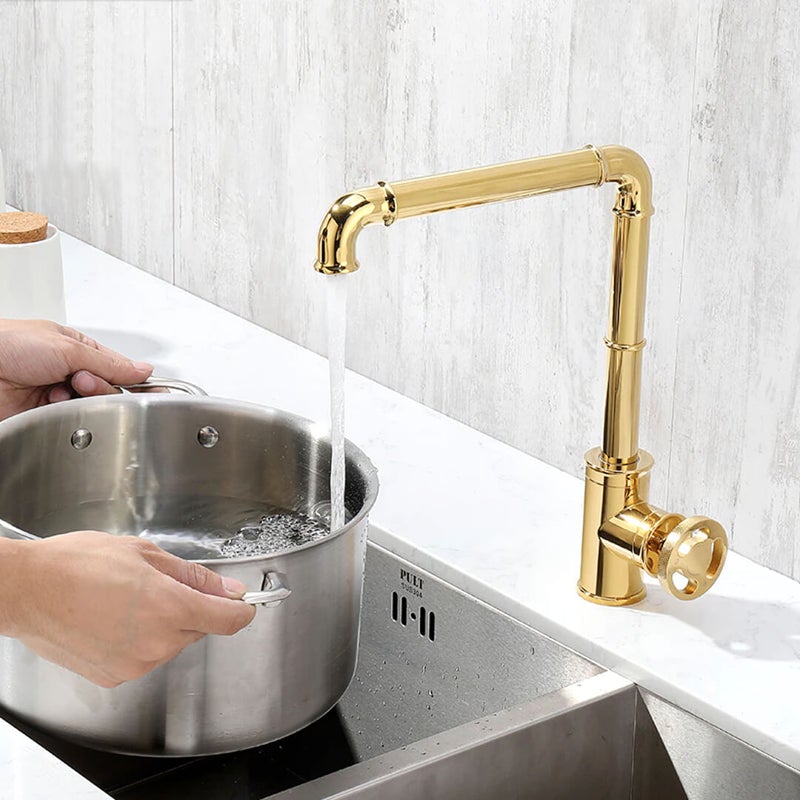 Polished gold modern Retro Brass Kitchen Faucet