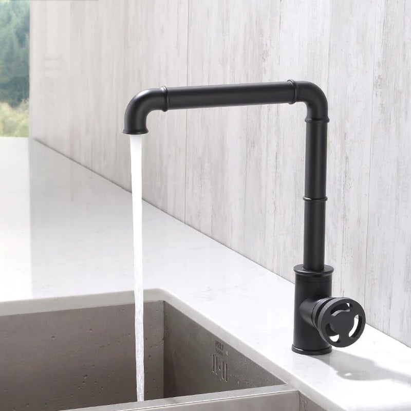 Industrial modern black Retro Brass Kitchen Faucet