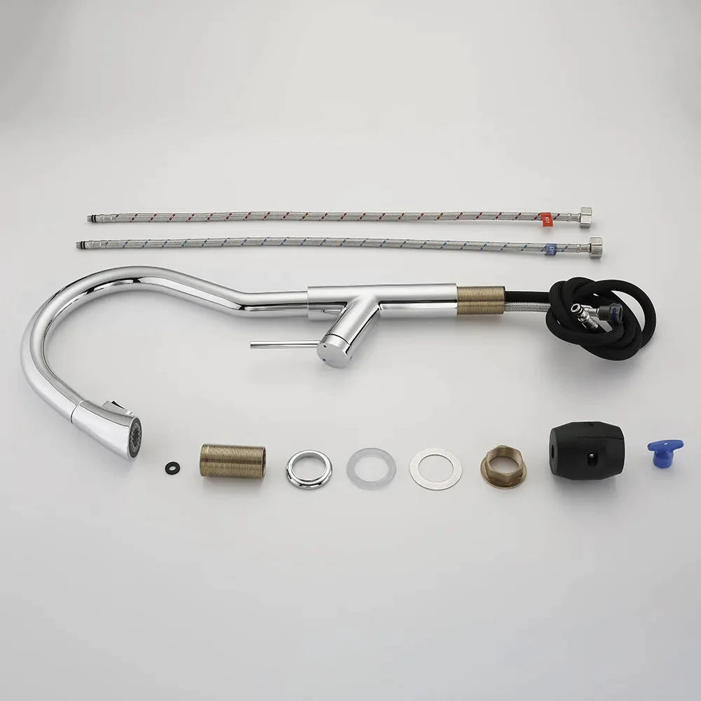 Nate - Grifo de cocina curvo retráctil moderno