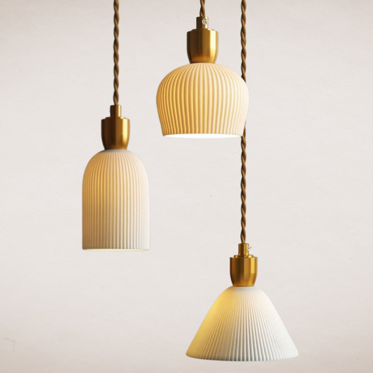 Modern White Ceramic Pendant Lights by Hadley Decor