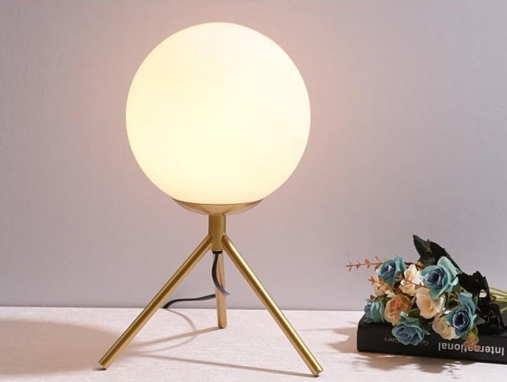 Modern Glass Globe Tripod Table Lamp