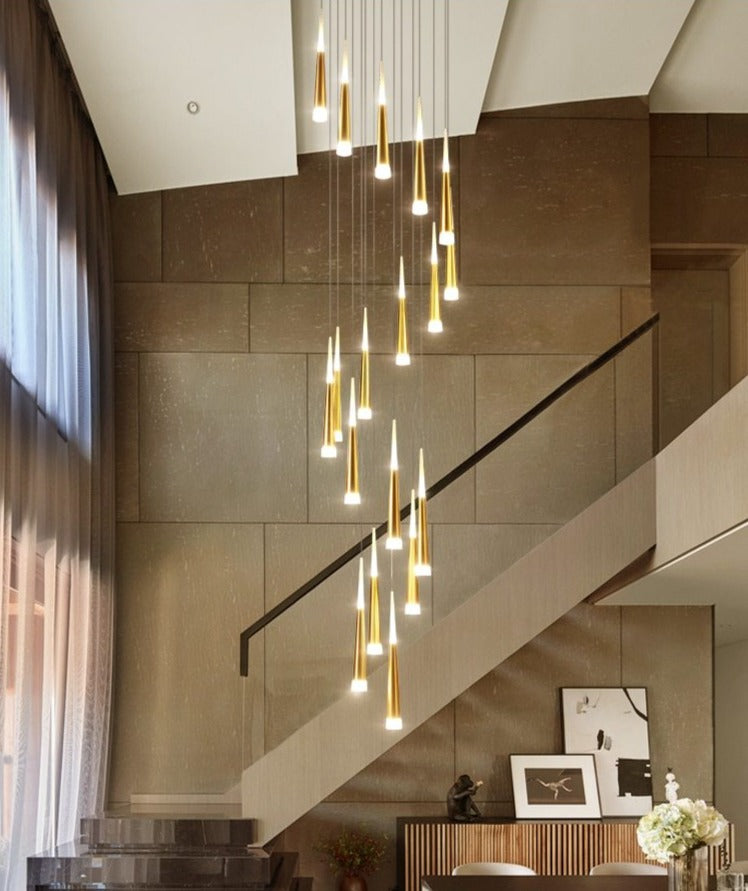 Modern polished gold candle chandelier