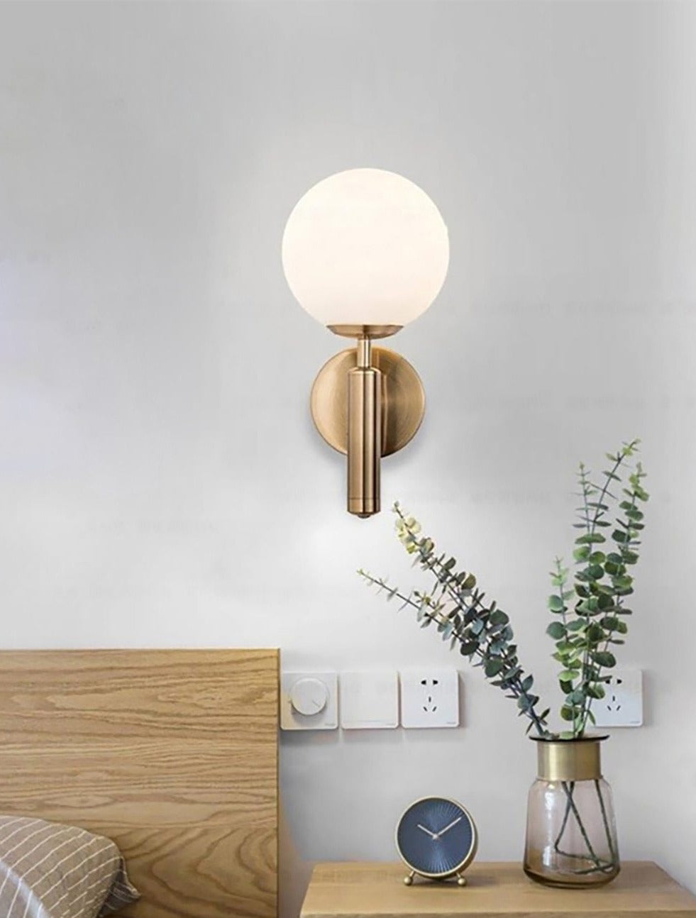 Modern Glass Globe Wall Light For Bedsides