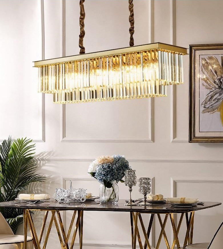Gold modern glass crystal chandelier for kitchen