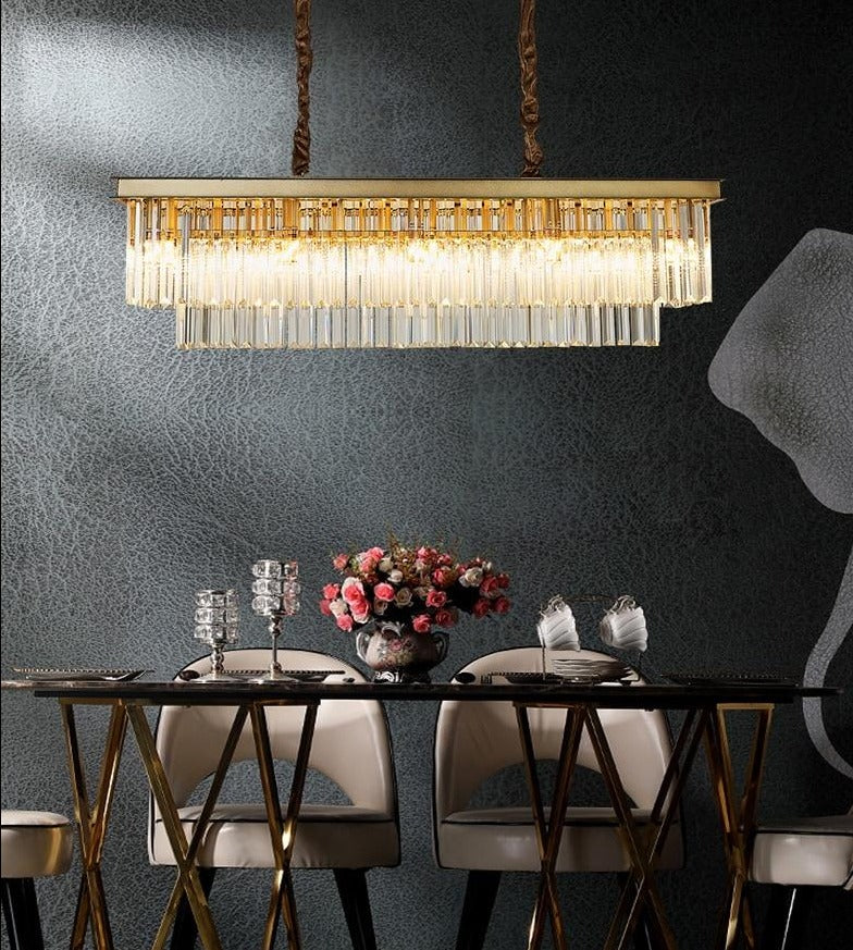 gold metal frame glass crystal chandelier for dining room