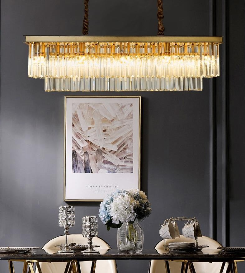 gold Modern Glass Crystal Chandelier