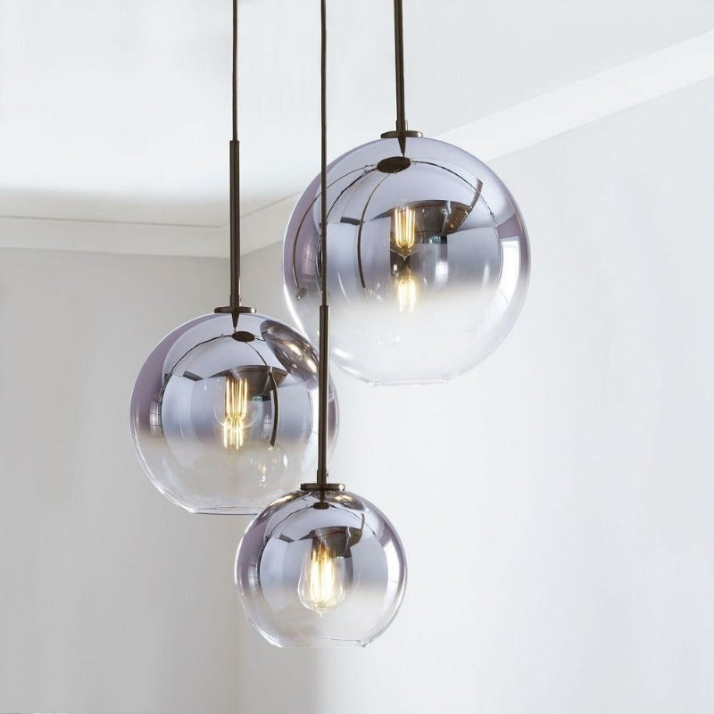 Gradient Silver Modern Glass Globe Pendant Lights