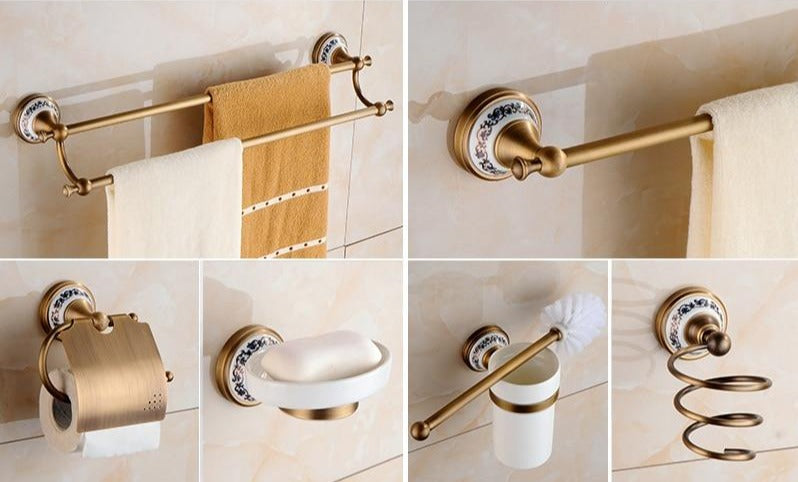 Juego de herrajes para baño de latón antiguo