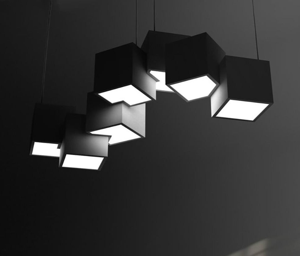 Lustre LED cubique moderne