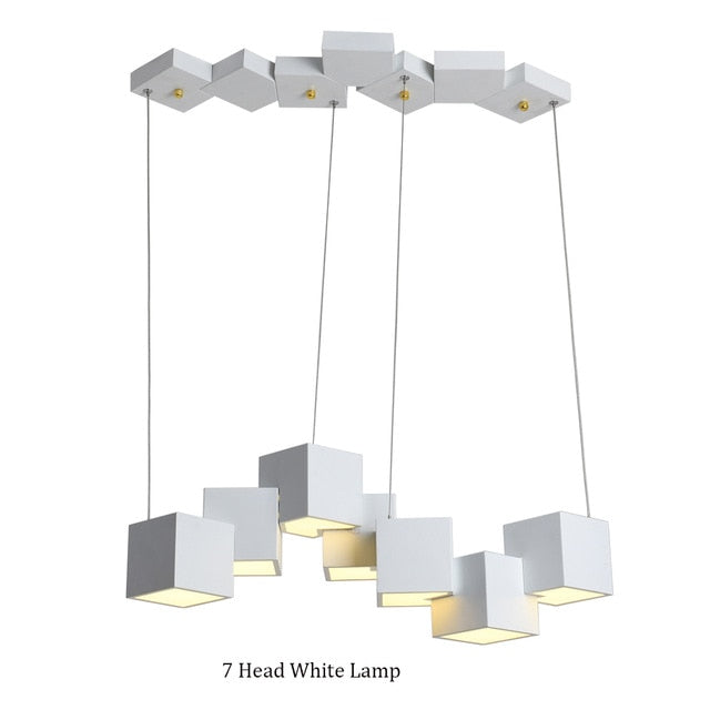 Lustre LED cubique moderne