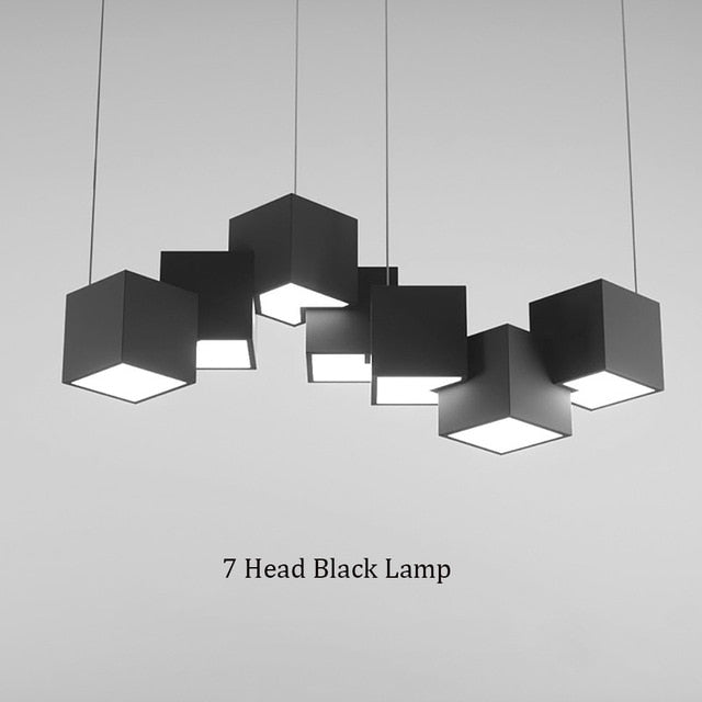 Lustre LED cubique moderne