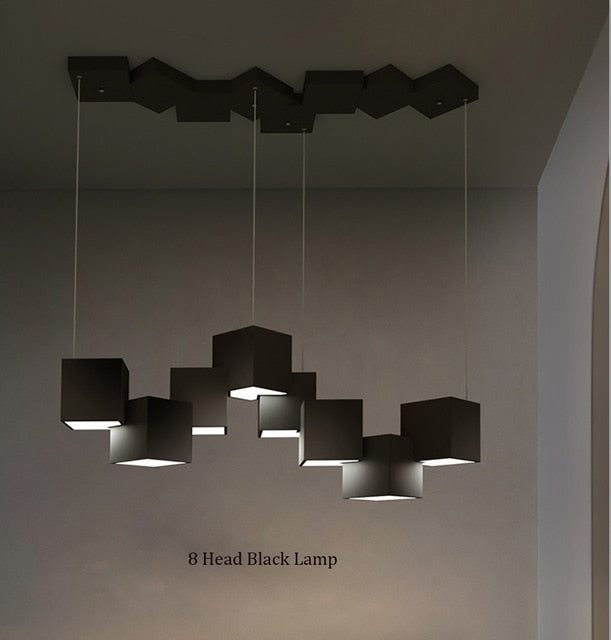 Lustre LED cubique moderne