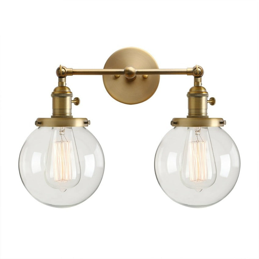 Aplique de pared de cristal con forma de globo y dos focos Deacon