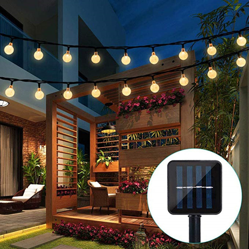 Luces LED de cadena con forma de globo alimentadas por energía solar