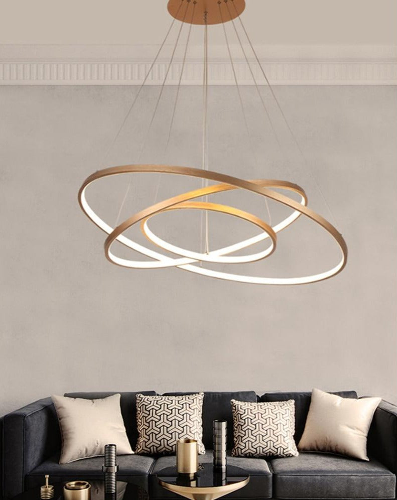 Three ring gold modern ring chandelier for living room