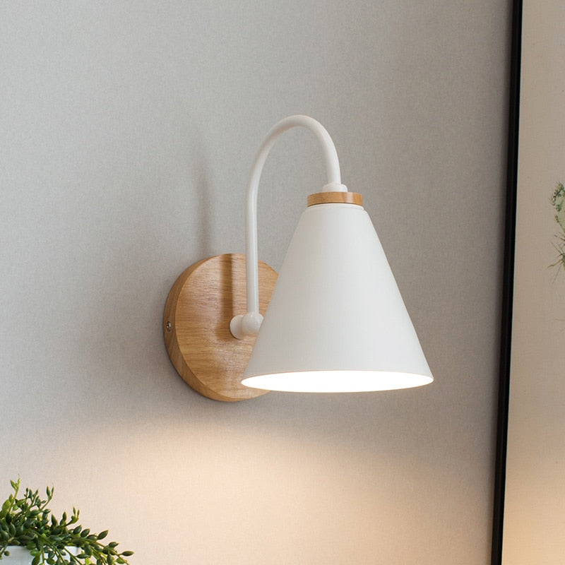 White and Wood Nordic Wall Lamp