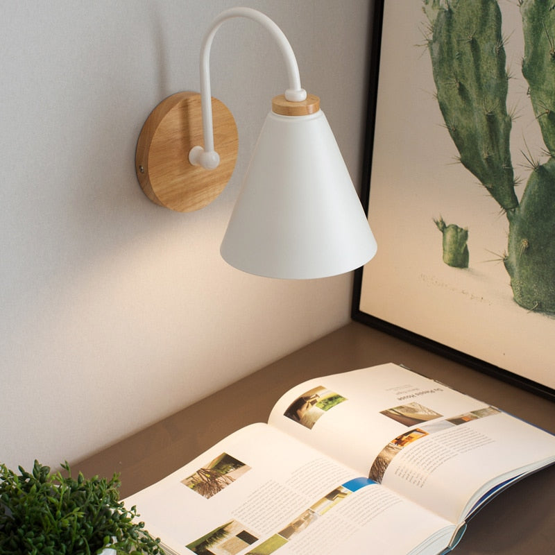 Nordic Wooden Wall Sconce in White