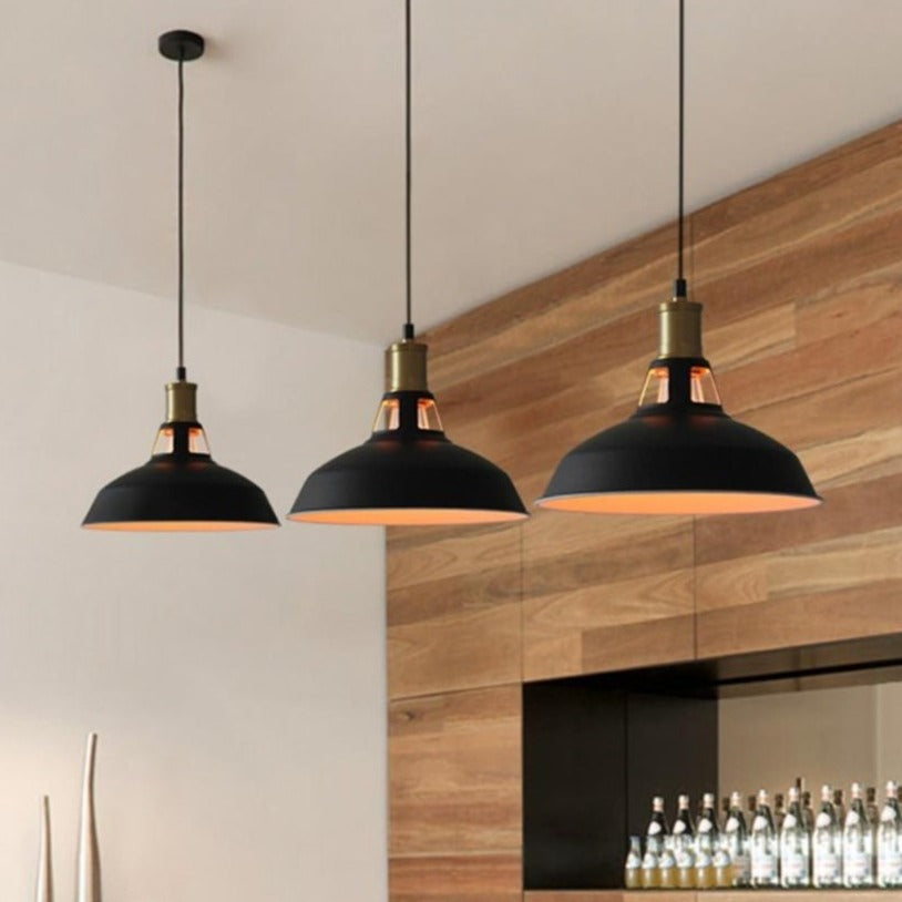 Vintage Black and Brass Pendant Light ideal for industrial decor