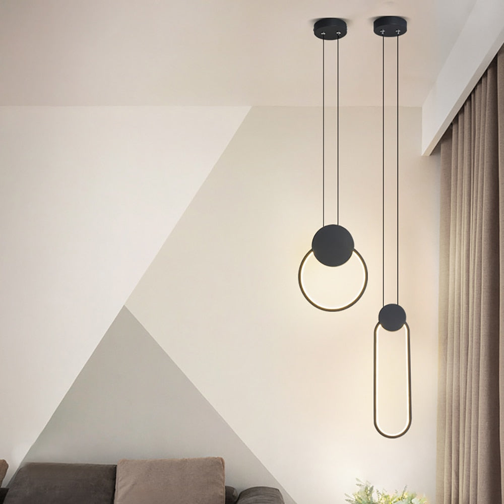 Luces colgantes de anillo LED modernas
