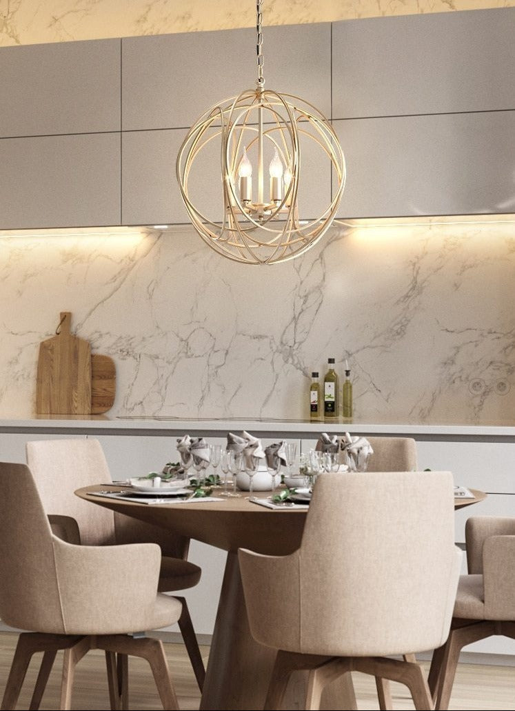 Modern cage lamp for dining areas