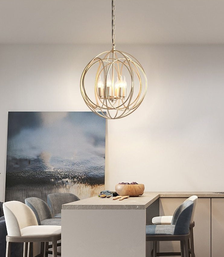 Modern cage pendant light fixture for kitchen islands