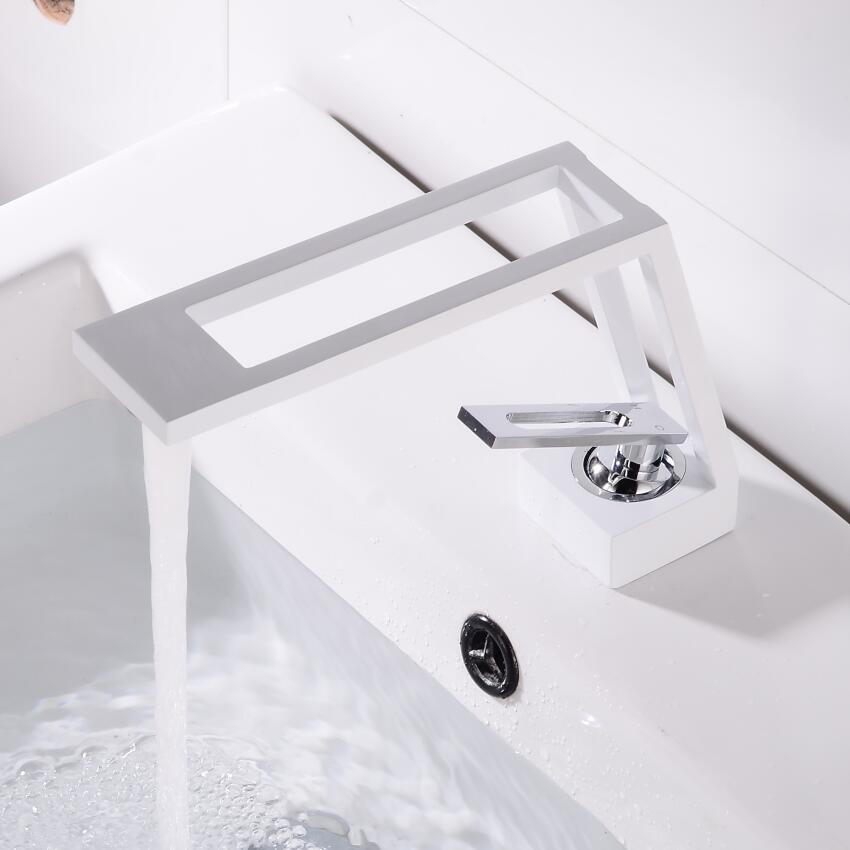 white and chrome modern bathroom faucet