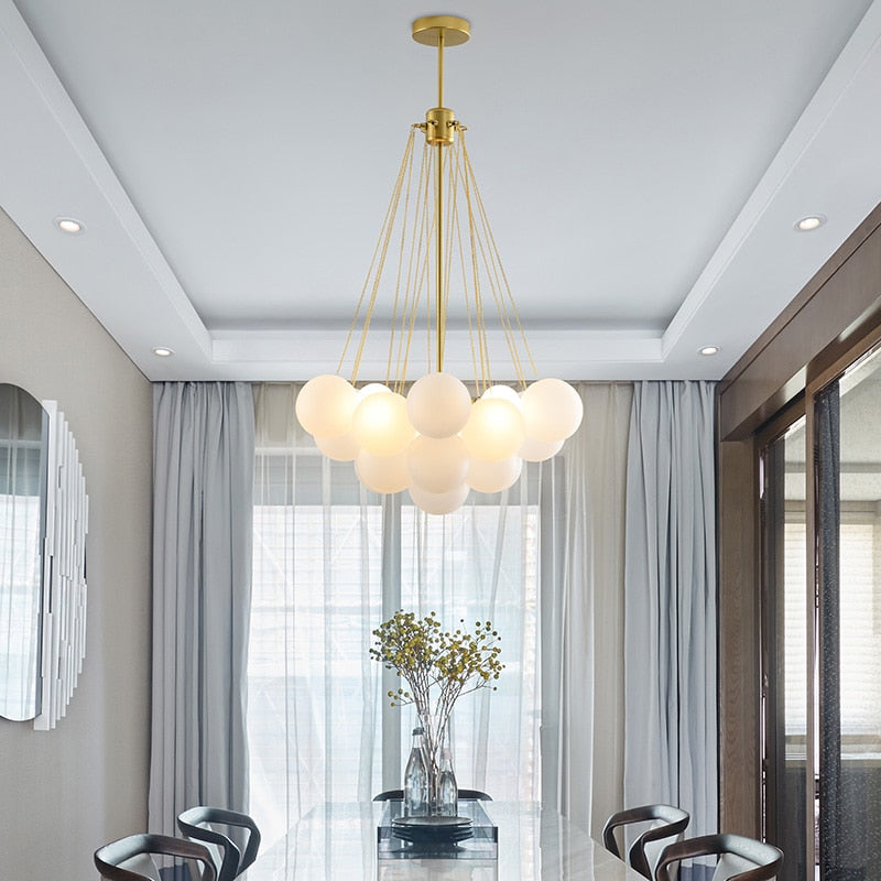 Small Bubble Chandelier with Brass Hardware
