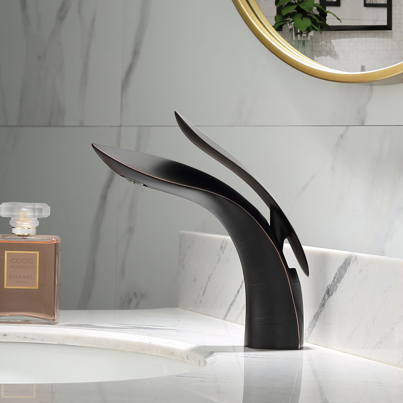 Modern black curved bathroom faucet