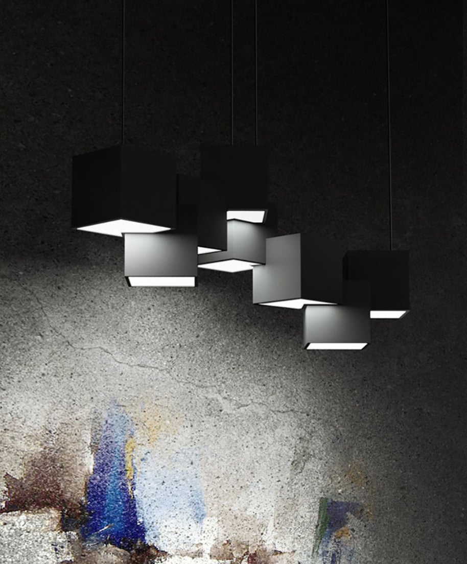 Lustre LED cubique moderne