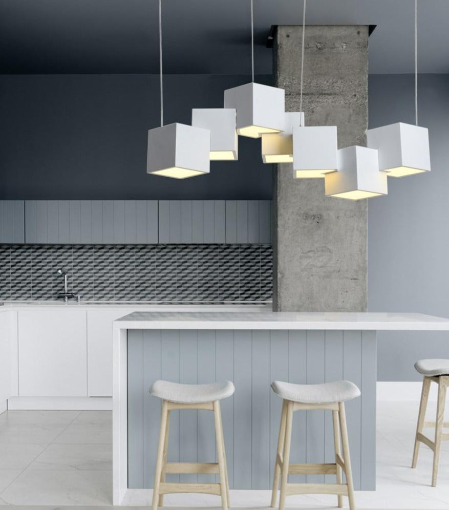 Lustre LED cubique moderne