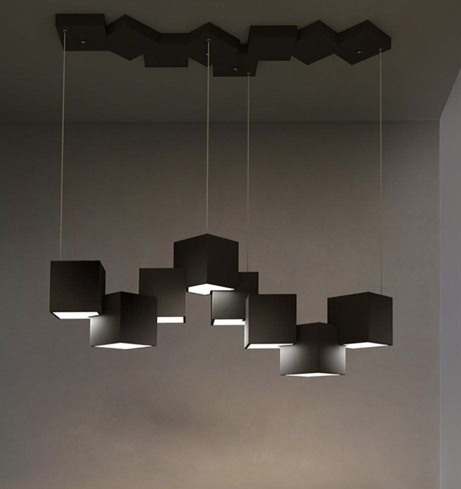 Lustre LED cubique moderne